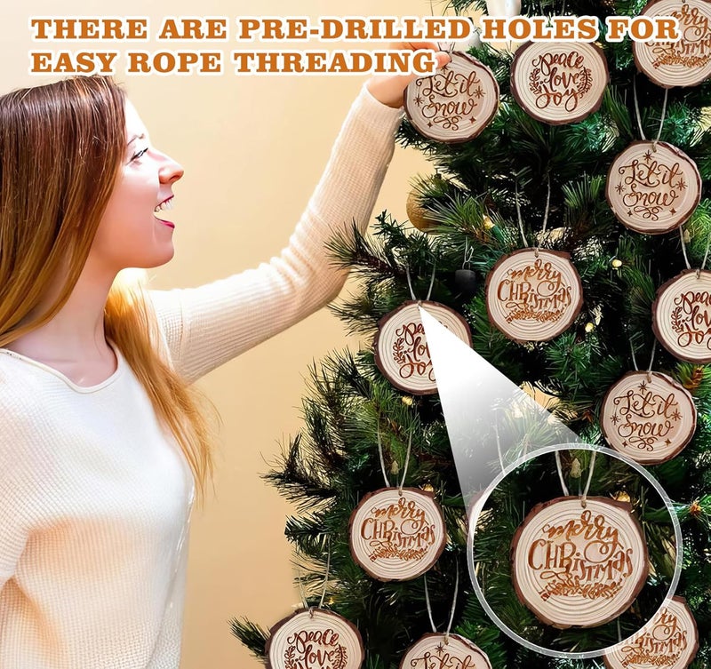 Timburst 20 Pcs Wooden Discs for Crafts, 3.5''-4'' Wood Circles for Crafts, Wood Slices for Painting DIY Christmas Ornaments Party Wall Home Wedding Decor - Image 5